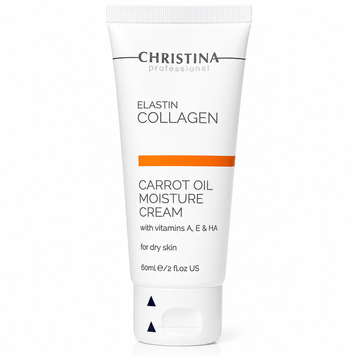 Морквяний зволожувальний крем для сухої шкіри Elastin Collagen Carrot Cream with Vitamins A, E & HA Christina 60 мл CHR372 фото
